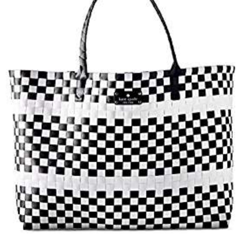 NWT Kate Spade woven black and white tote.
